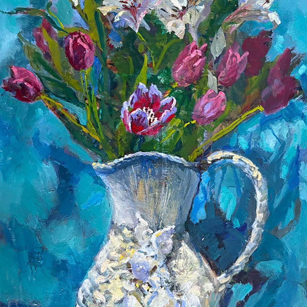 Flowers in White Jug
